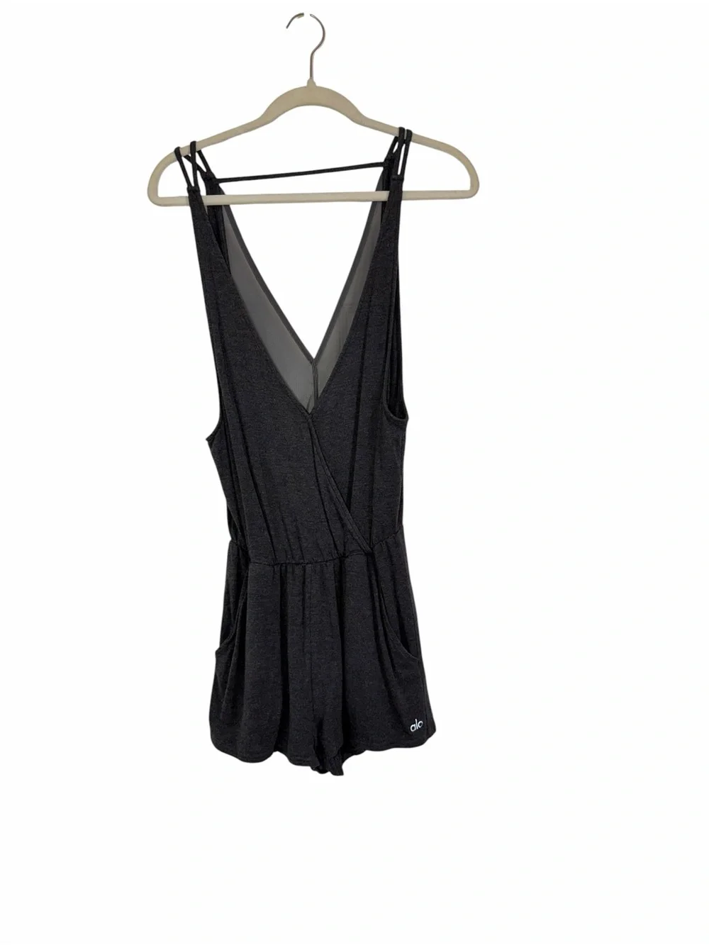 Alo Yoga Hatha Black Deep V Romper XS